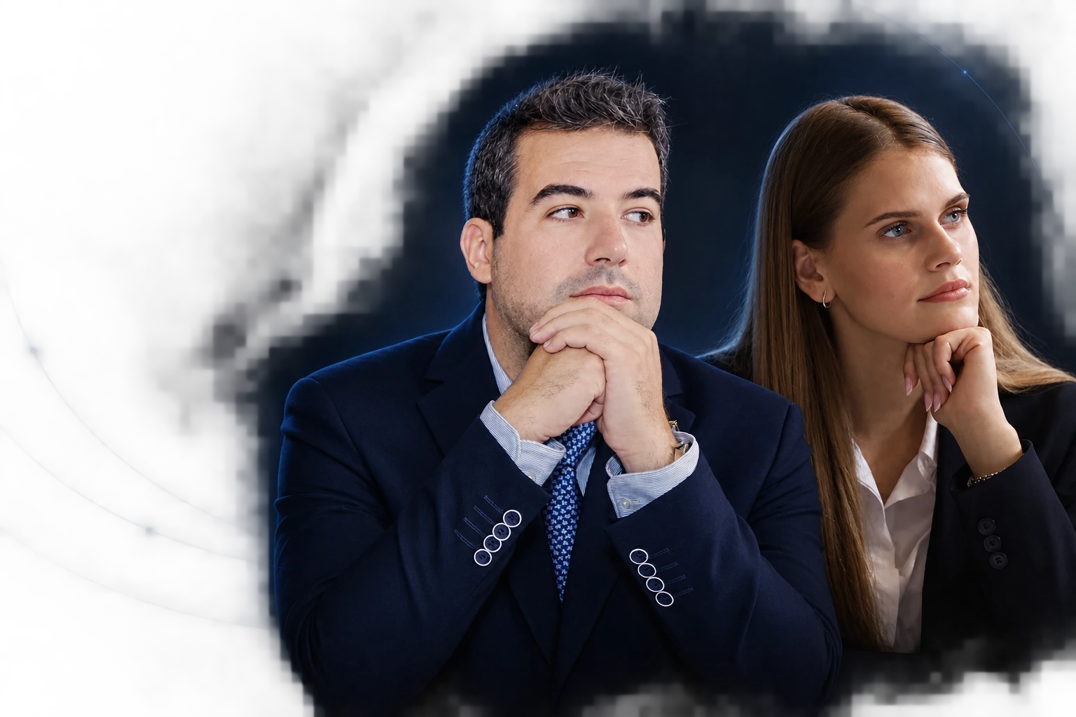 Montaje editorial con los retratos de Carlos Cuadrado Gómez-Serranillos y Polina Poloziuk